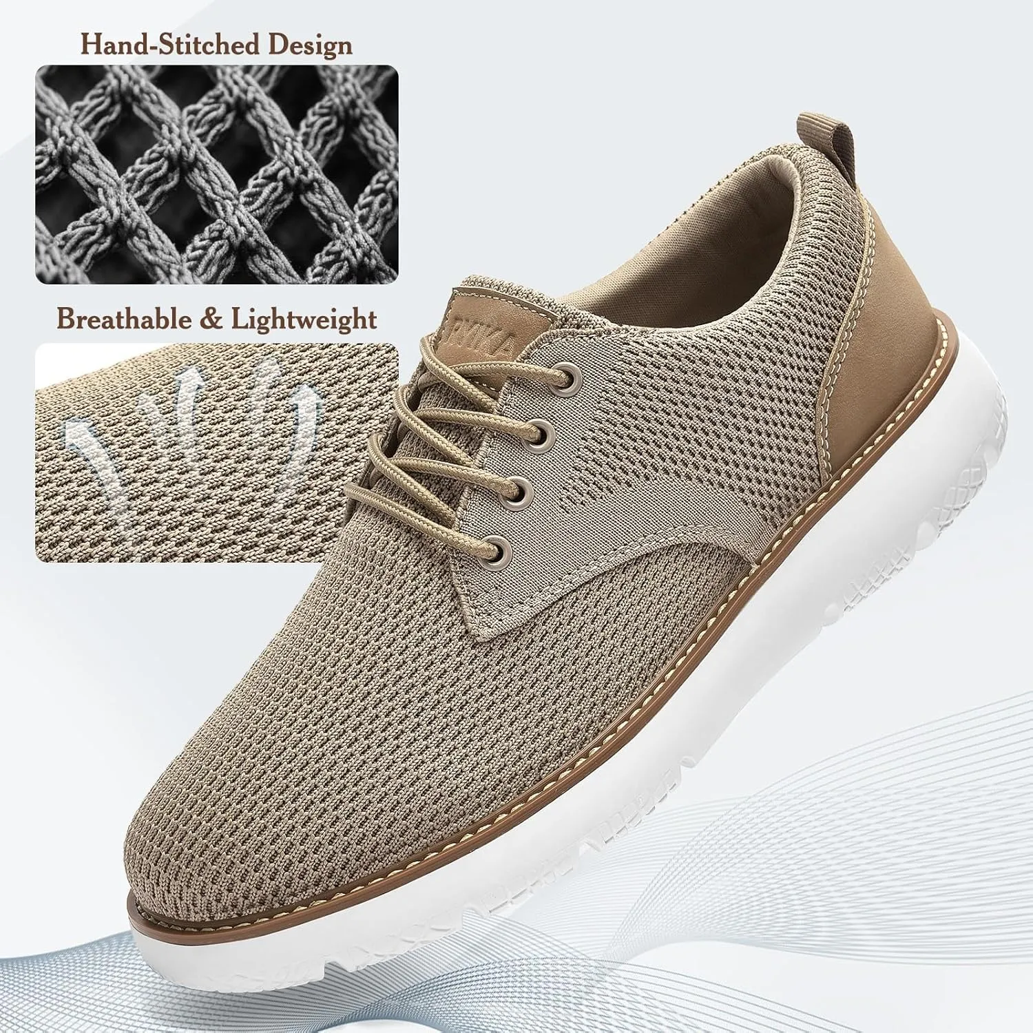 Men's Breathable Mesh Comfortable Business Casual Shoes with Sneakers Design for Long Standing, Office Work, Formal Occasions & Walking