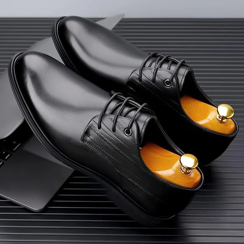 Men's Brogue Oxfords Shoes Patent Leather Lace-Up Derby Shoes Lightweight All-Day Comfort Non-Slip Soft Sole Penny Dress Shoes