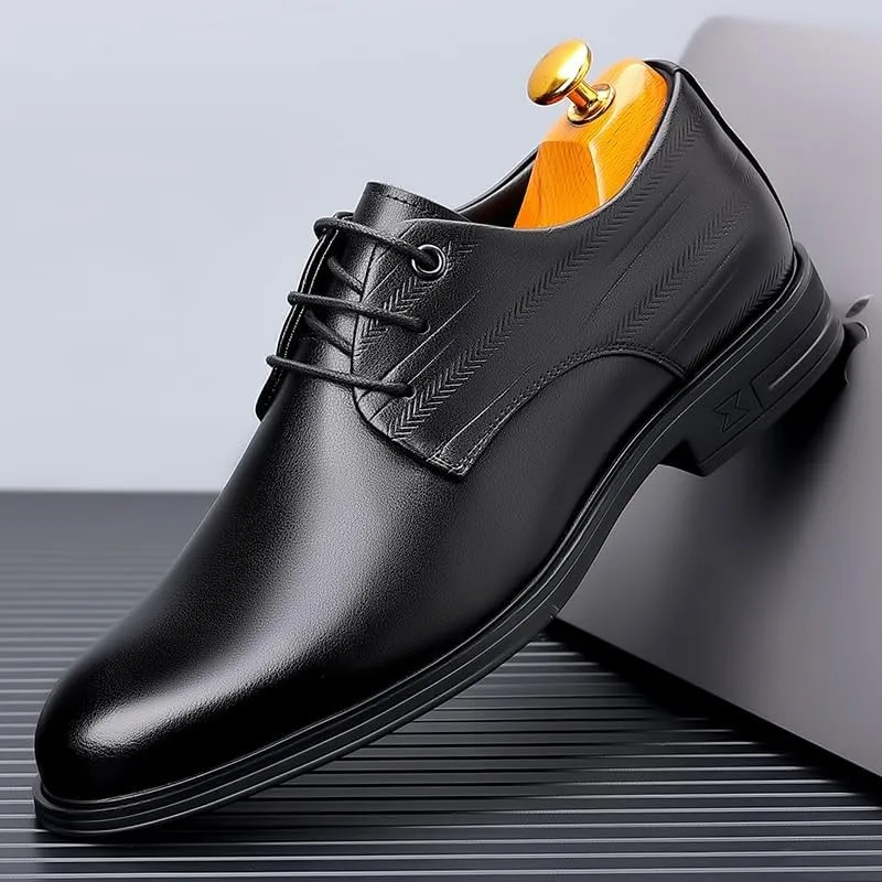 Men's Brogue Oxfords Shoes Patent Leather Lace-Up Derby Shoes Lightweight All-Day Comfort Non-Slip Soft Sole Penny Dress Shoes