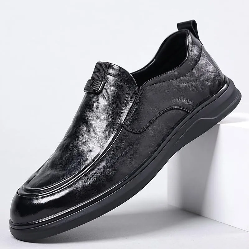 Men's Business Casual Slip-ons Oxfords Top Layer Cowhide Spring Derby Shoe Genuine Leather Classic Formal Business Shoes