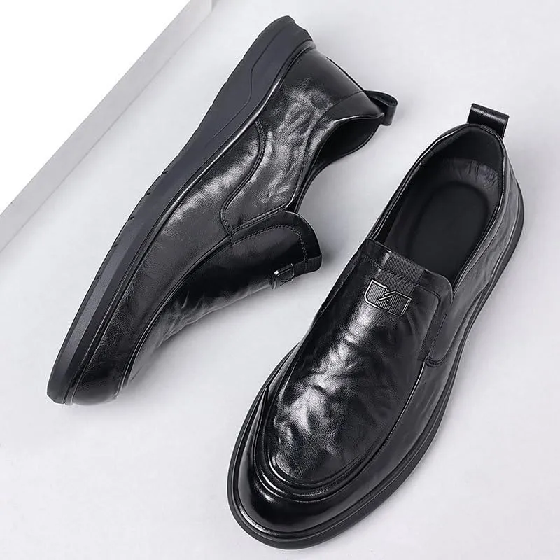 Men's Business Casual Slip-ons Oxfords Top Layer Cowhide Spring Derby Shoe Genuine Leather Classic Formal Business Shoes