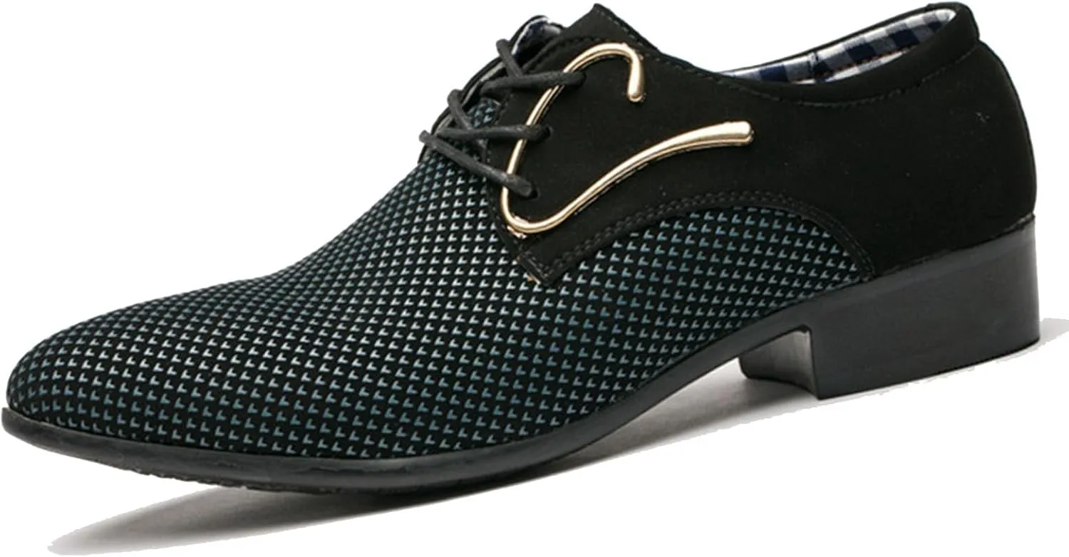 Men's Dress Shoes, Mens Oxford Shoes, Leather Stylish Lace-Up Plain Toe Brogues, Business Casual Formal Derby Shoe