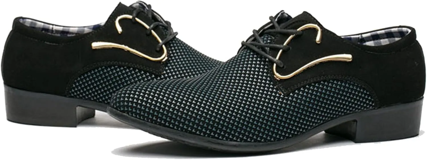 Men's Dress Shoes, Mens Oxford Shoes, Leather Stylish Lace-Up Plain Toe Brogues, Business Casual Formal Derby Shoe