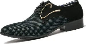 Men's Dress Shoes, Mens Oxford Shoes, Leather Stylish Lace-Up Plain Toe Brogues, Business Casual Formal Derby Shoe