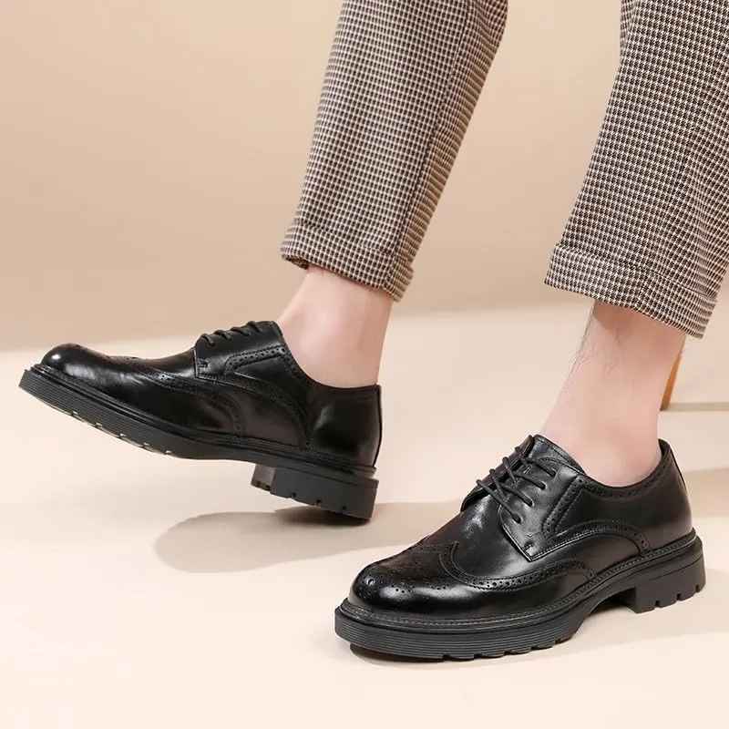 Men's Dressy Suit Tuxedo Metal Shoelaces Weeding Prom Derby Shoes Men Breathable Business Oxford Shoes