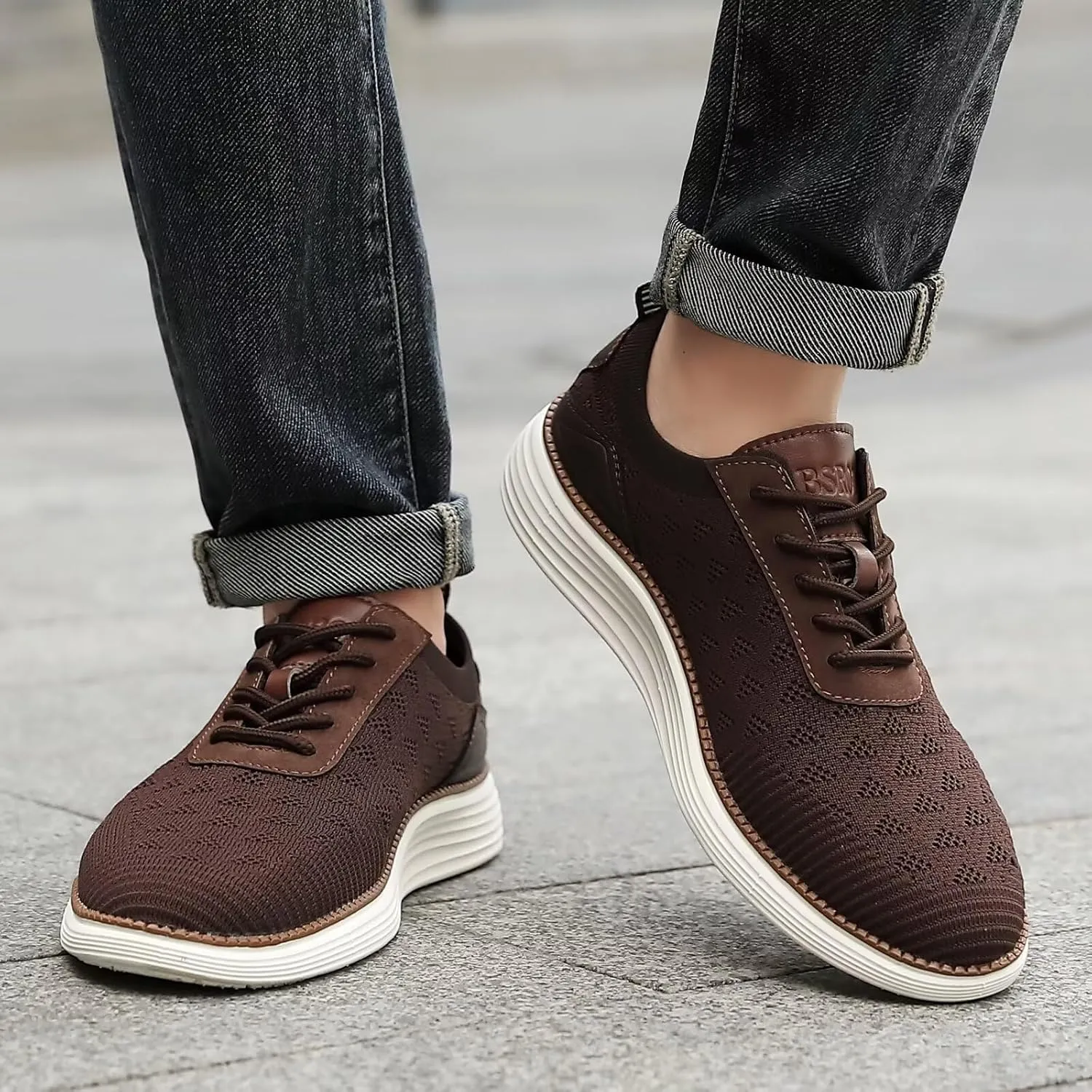 Men's Fashion Dress Sneakers Mesh Oxfords Business Casual Walking Shoes Knit Lightweight Tennis Footwear