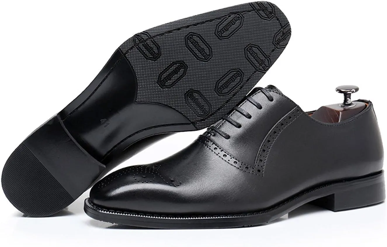 Mens Formal Dress Oxfords Suit Shoes Genunie Leather Brogues Oxfords Fashion Prom Wedding Business Causal Derby Comfortable Tuxedo Shoes for Men