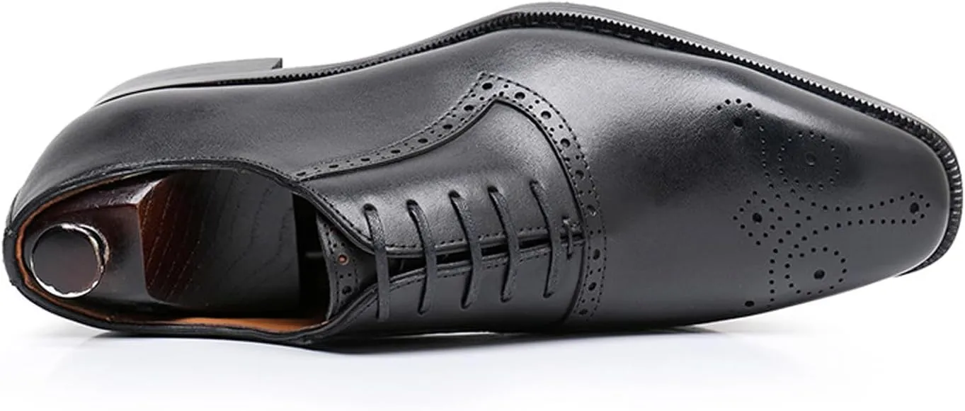 Mens Formal Dress Oxfords Suit Shoes Genunie Leather Brogues Oxfords Fashion Prom Wedding Business Causal Derby Comfortable Tuxedo Shoes for Men