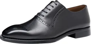 Mens Formal Dress Oxfords Suit Shoes Genunie Leather Brogues Oxfords Fashion Prom Wedding Business Causal Derby Comfortable Tuxedo Shoes for Men