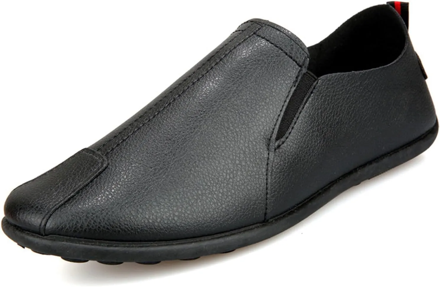 Men's Genuine Leather Flat Moccasins Slip Ons Loafers Breathable Round Toe Lightweight Casual Stitching Details Fashion Driving Shoes