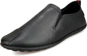 Men's Genuine Leather Flat Moccasins Slip Ons Loafers Breathable Round Toe Lightweight Casual Stitching Details Fashion Driving Shoes
