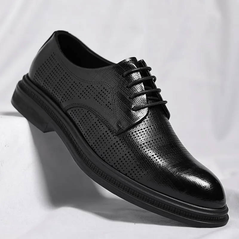 Men's Genuine Leather Oxford Shoes - Breathable Non-Slip Waterproof Business Formal Derby Shoes