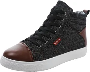 Men's High Top Shoes Casual Lace-up Denim Canvas Sneaker Shoes