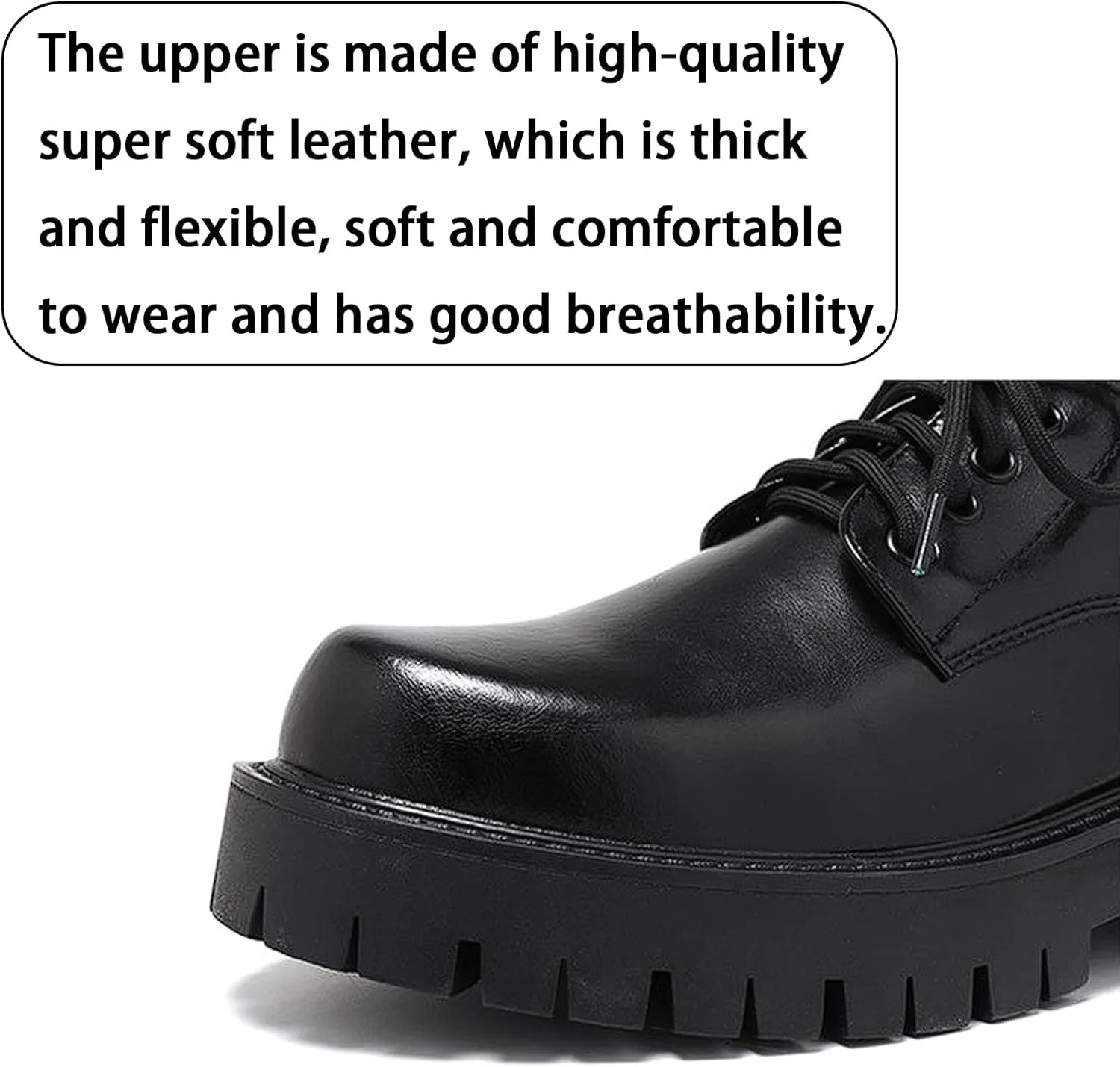 Men's Leather Lace up Platform Dress Oxfords Comfortable Round Toe Breathable Non-Slip Lug Sole Formal Derby Shoes for Wedding Nightclubs Dating