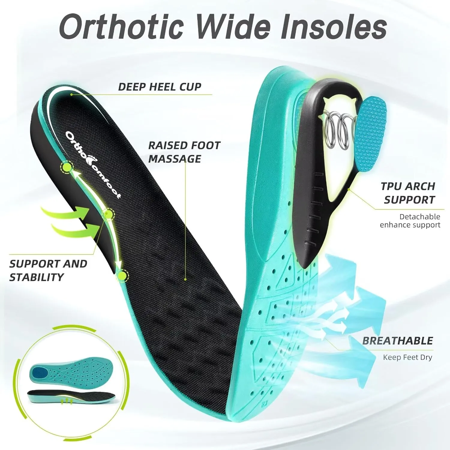 Men's Orthopedic Diabetic Wide Walking Shoes: Comfortable Arch Support Plantar Fasciitis Sports Running Sneakers, Casual Swollen Bunion Work Tennis Shoes for Foot and Heel Pain Relief