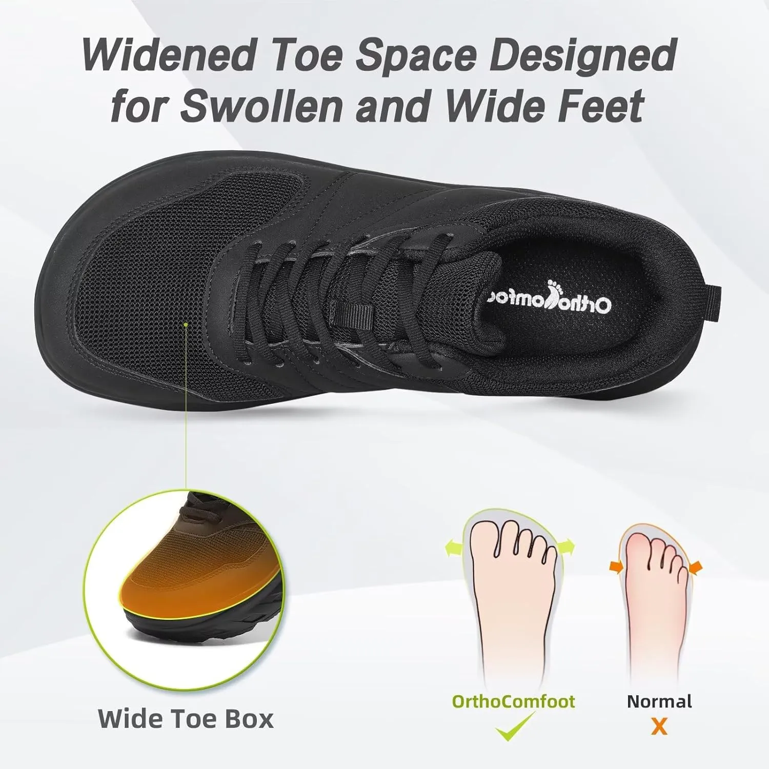 Men's Orthopedic Diabetic Wide Walking Shoes: Comfortable Arch Support Plantar Fasciitis Sports Running Sneakers, Casual Swollen Bunion Work Tennis Shoes for Foot and Heel Pain Relief