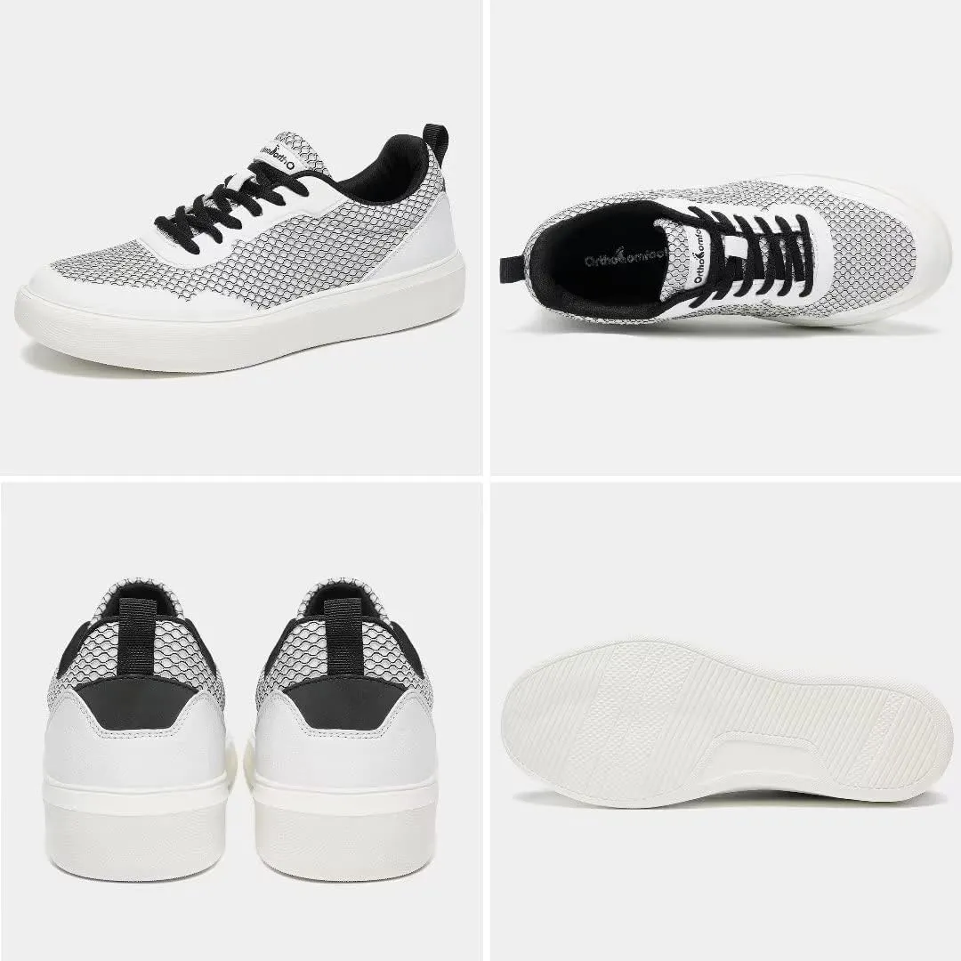 Men's Orthopedic Fashion Sneakers with Arch Support: Comfortable Orthotic Shoes for Plantar Fasciitis, Adjustable Supportive Flat Feet Walking Shoes for Foot and Ankle Pain Relief