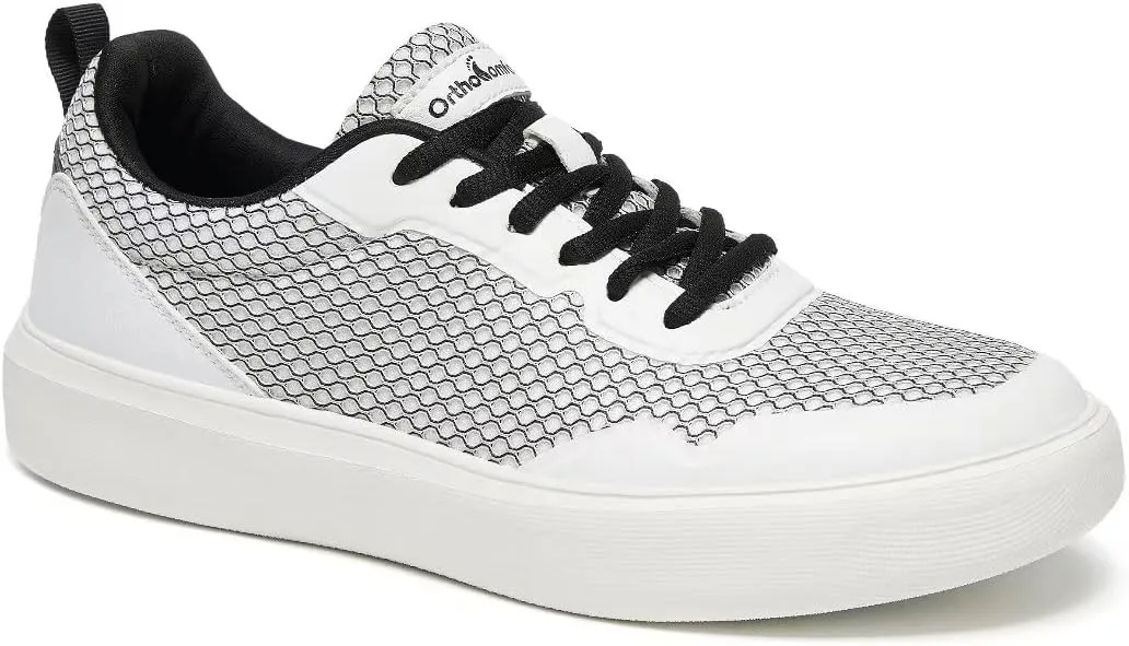 Men's Orthopedic Fashion Sneakers with Arch Support: Comfortable Orthotic Shoes for Plantar Fasciitis, Adjustable Supportive Flat Feet Walking Shoes for Foot and Ankle Pain Relief