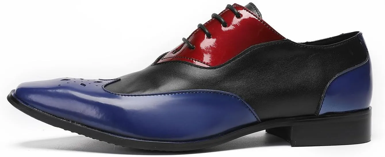 Mens Oxfords Casual Dress Leather Three Tone Formal Derby Wedding Ballroom Halloween Fashion Western Walking Shoes for Men