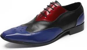 Mens Oxfords Casual Dress Leather Three Tone Formal Derby Wedding Ballroom Halloween Fashion Western Walking Shoes for Men