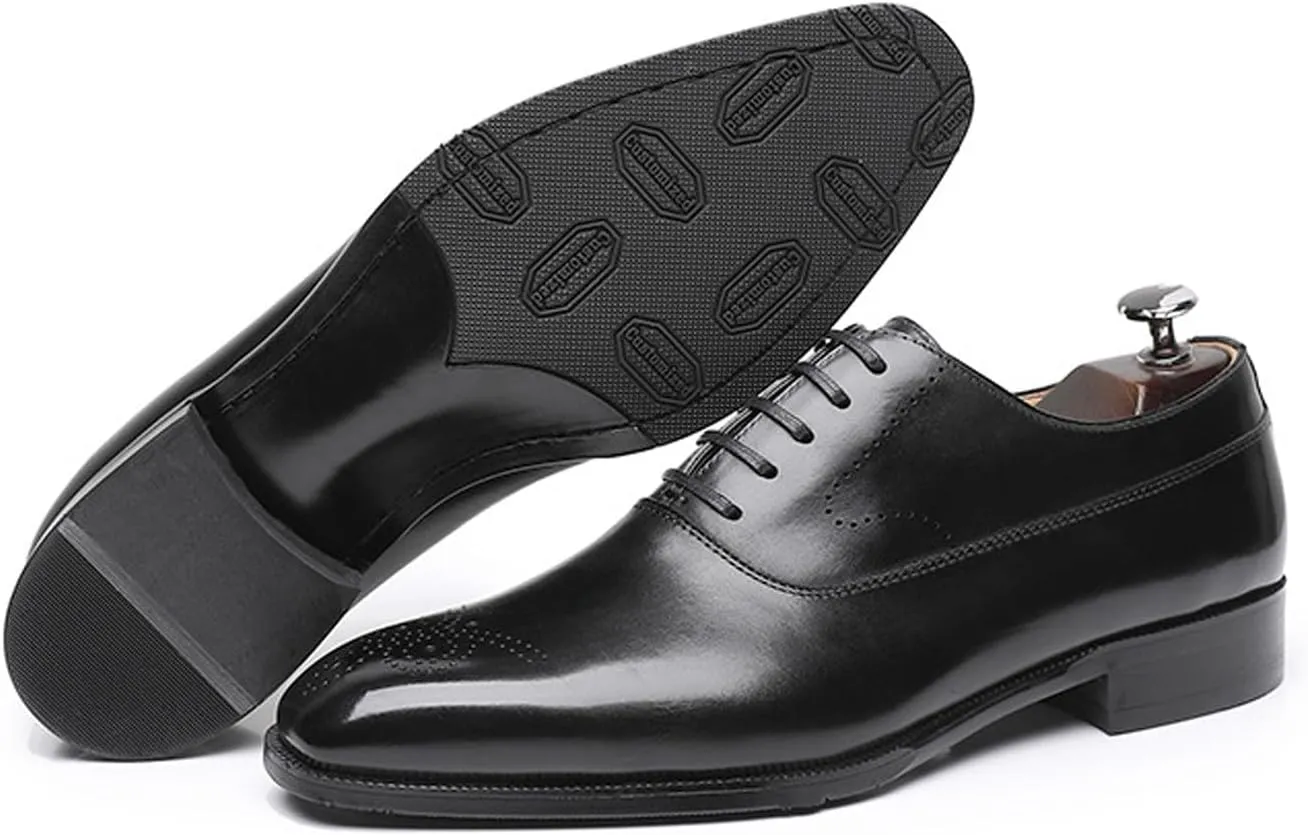 Mens Oxfords Dress Formal Shoes Genunie Leather Modern Brogues Oxford Fashion Business Casual Derby Prom Wedding Suit Shoes Tuxedo Shoes for Men