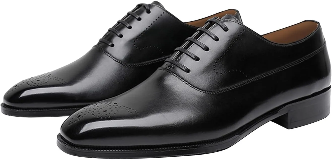Mens Oxfords Dress Formal Shoes Genunie Leather Modern Brogues Oxford Fashion Business Casual Derby Prom Wedding Suit Shoes Tuxedo Shoes for Men