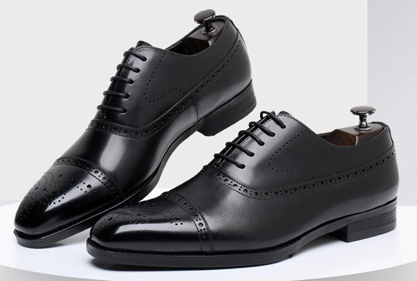 Mens Oxfords Dress Formal Shoes Genunie Leather Semi-Brogues Oxford Fashion Modern Business Casual Derby Prom Wedding Suit Shoes Tuxedo Shoes for Men