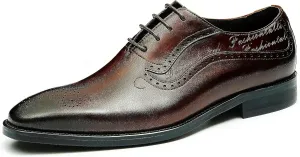 Mens Oxfords Formal Dress Shoes Genuine Leather Wingtips Brogues Derby Fashion Business Casual Wedding Prom Comfortable Shoes for Men