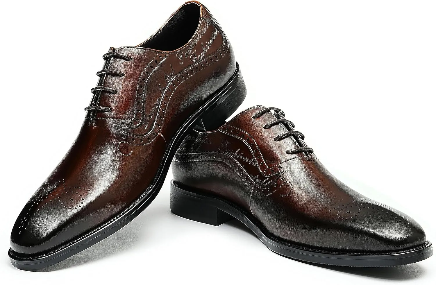 Mens Oxfords Formal Dress Shoes Genuine Leather Wingtips Brogues Derby Fashion Business Casual Wedding Prom Comfortable Shoes for Men