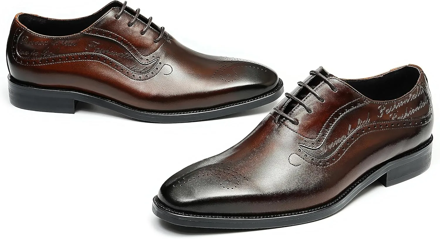 Mens Oxfords Formal Dress Shoes Genuine Leather Wingtips Brogues Derby Fashion Business Casual Wedding Prom Comfortable Shoes for Men