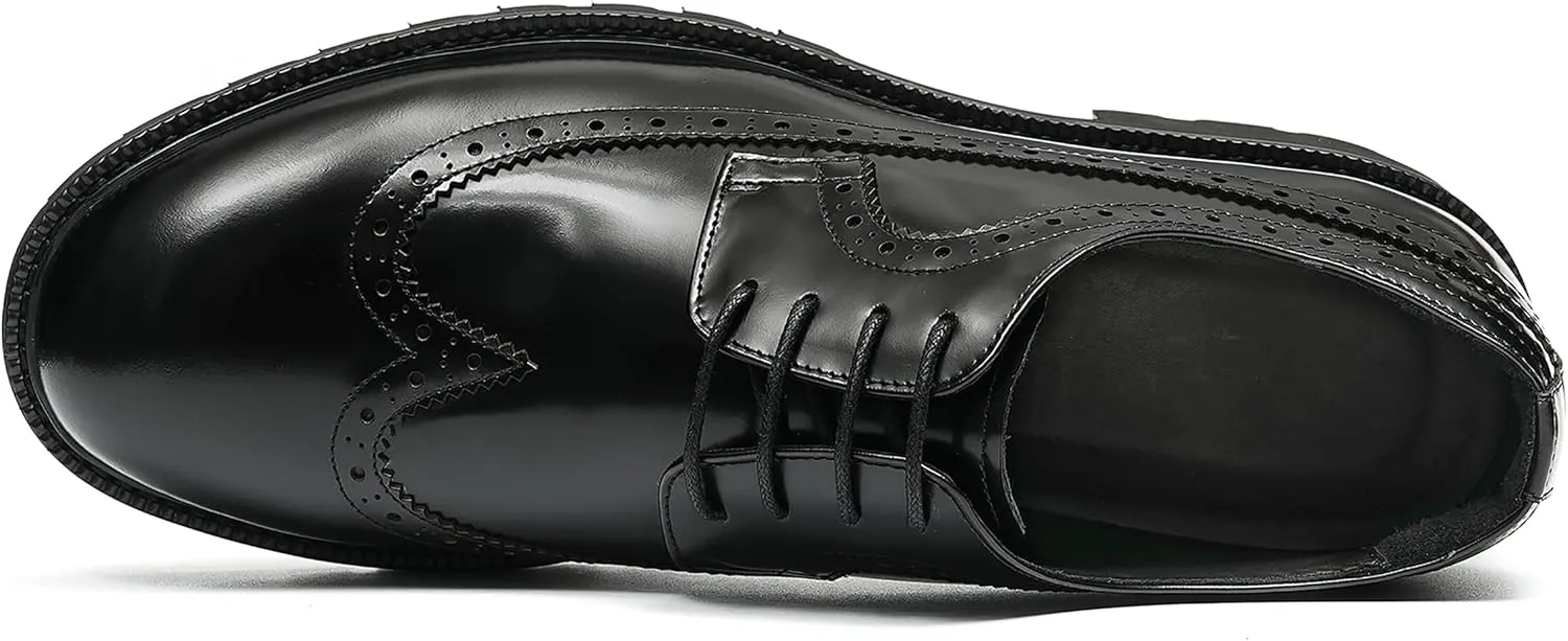 Mens Oxfords Formal Dress Shoes Genuine Leather Wingtips Brogues Derby Prom Business Casual Wedding Tuxedo Fashion Comfortable Shoes for Men