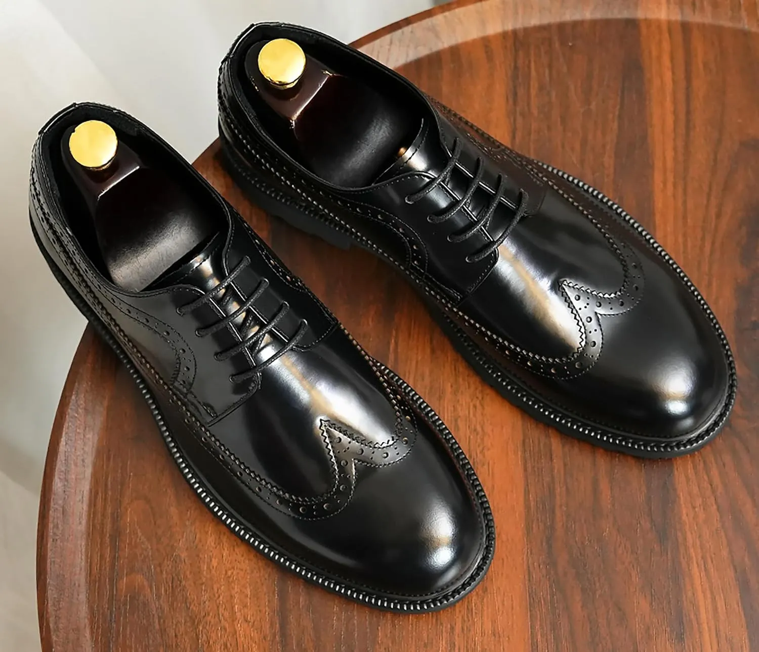 Mens Oxfords Formal Dress Shoes Genuine Leather Wingtips Brogues Derby Prom Business Casual Wedding Tuxedo Fashion Comfortable Shoes for Men