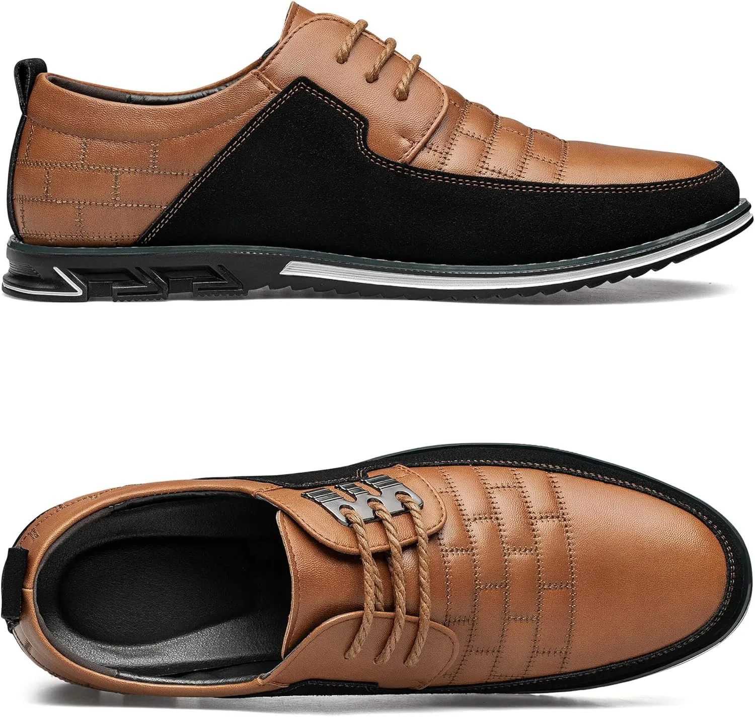 Men's Premium Leather Dress Shoes Comfort Business Casual Oxford Shoes Fashion Dress Sneakers Soft Loafers Derby Shoe for Office Working Walking Driving