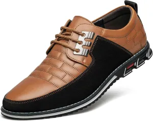 Men's Premium Leather Dress Shoes Comfort Business Casual Oxford Shoes Fashion Dress Sneakers Soft Loafers Derby Shoe for Office Working Walking Driving