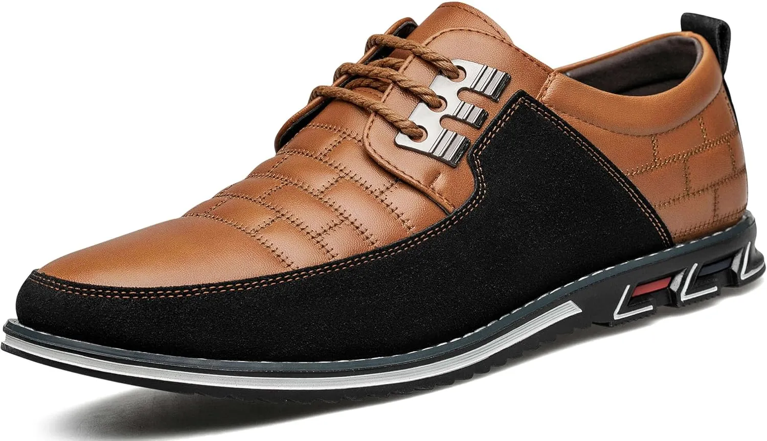 Men's Premium Leather Dress Shoes Comfort Business Casual Oxford Shoes Fashion Dress Sneakers Soft Loafers Derby Shoe for Office Working Walking Driving