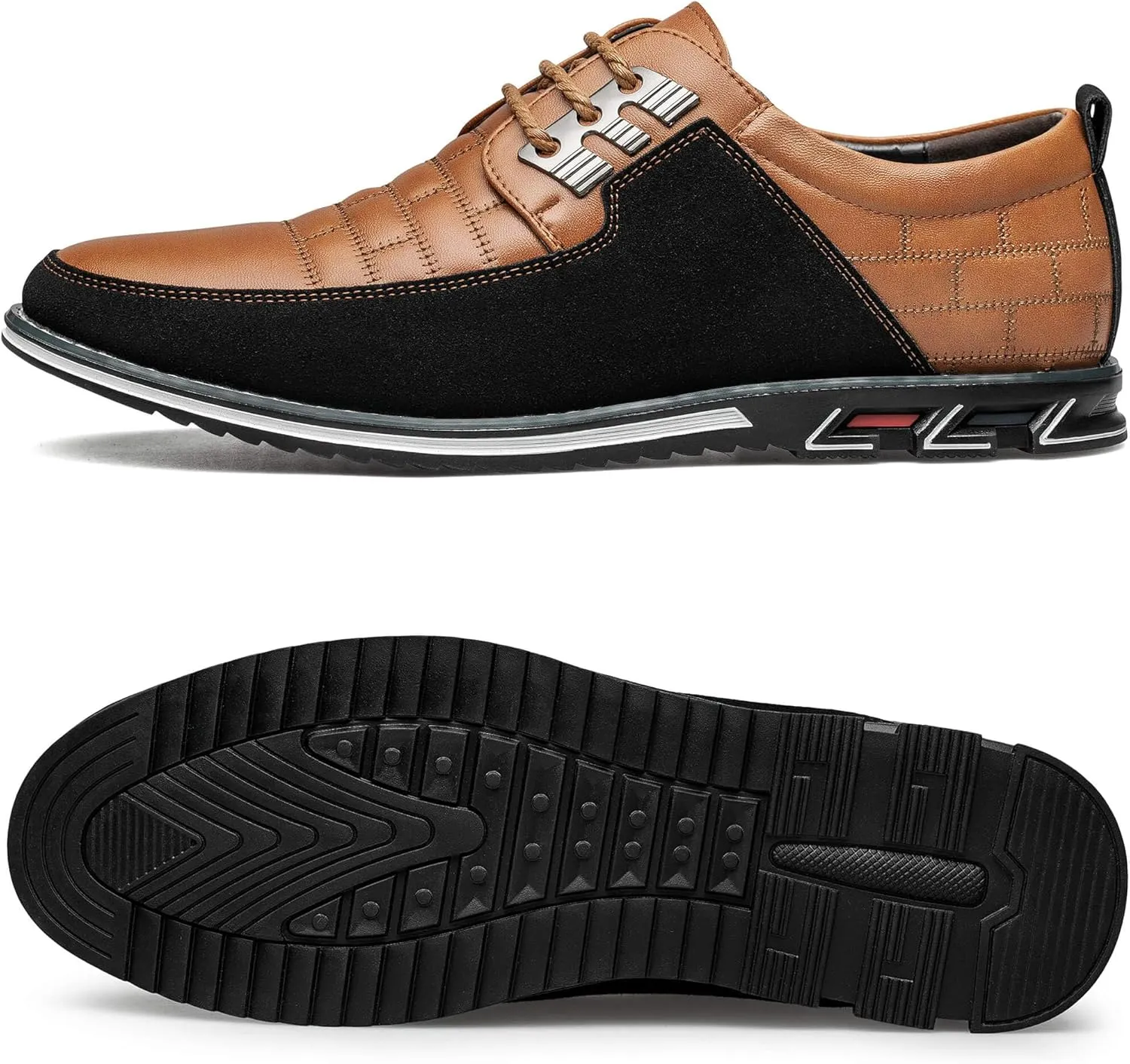 Men's Premium Leather Dress Shoes Comfort Business Casual Oxford Shoes Fashion Dress Sneakers Soft Loafers Derby Shoe for Office Working Walking Driving