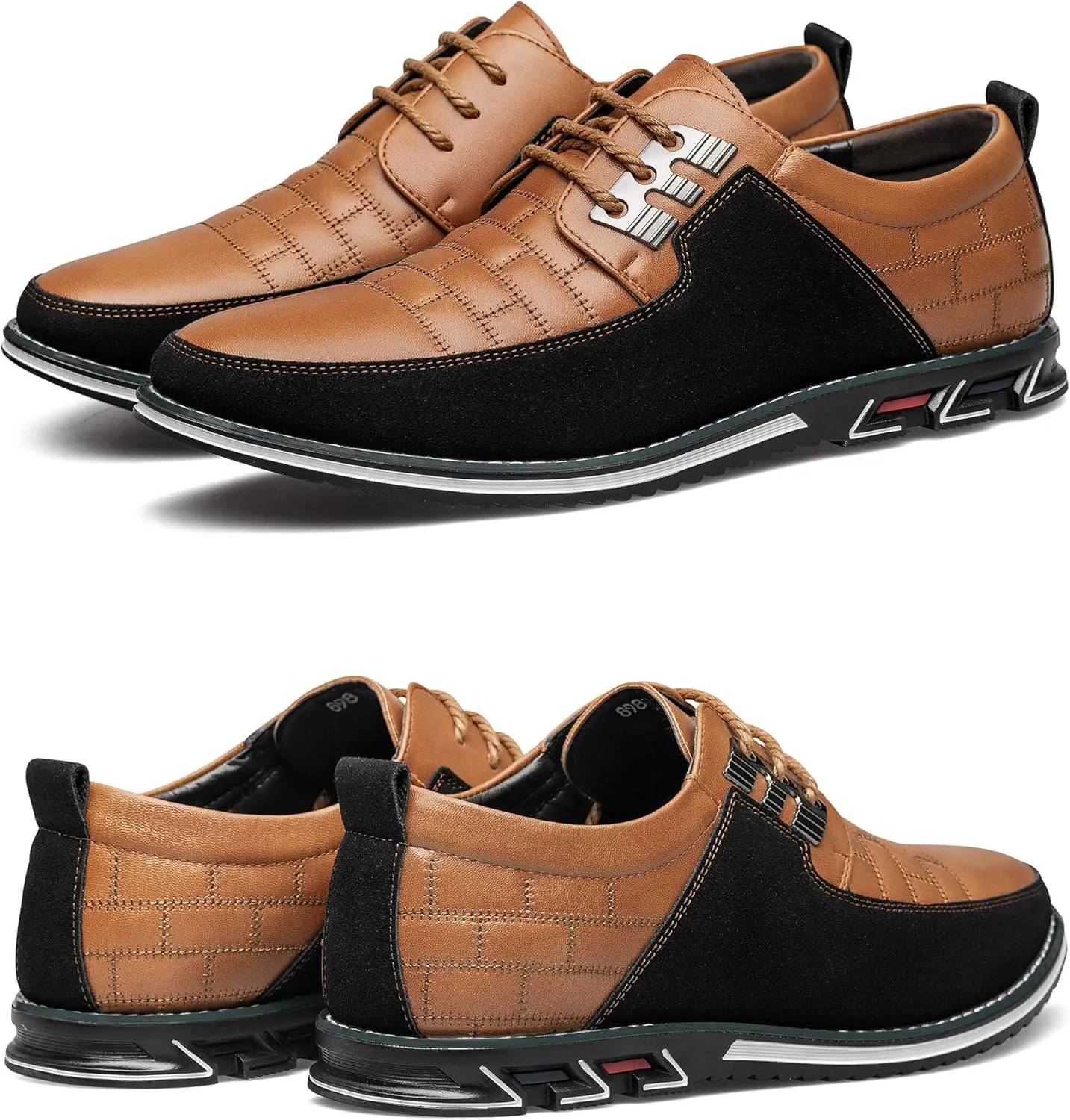Men's Premium Leather Dress Shoes Comfort Business Casual Oxford Shoes Fashion Dress Sneakers Soft Loafers Derby Shoe for Office Working Walking Driving
