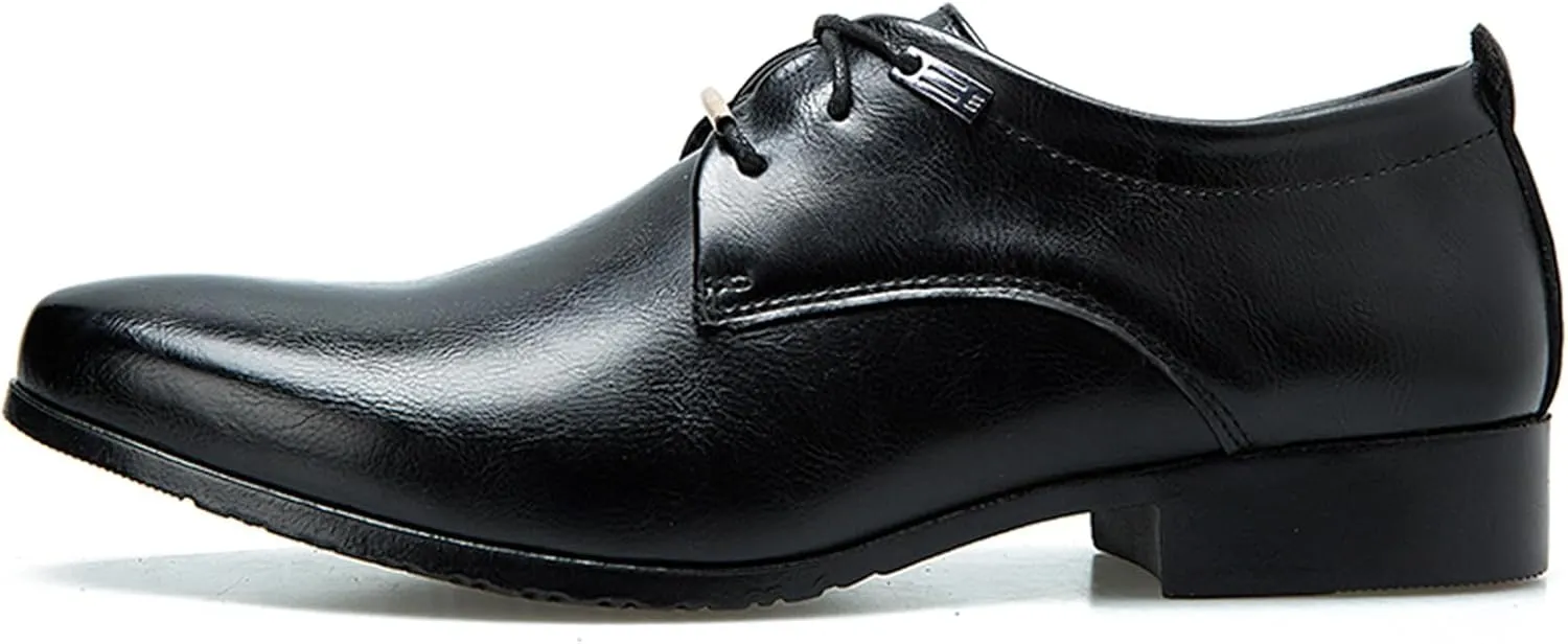 Men's Retro Dress Shoes Formal Business Leather Oxfords Dressy Suit Tuxedo Metal Shoelaces Weeding Prom Derby Shoes
