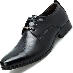 Men's Retro Dress Shoes Formal Business Leather Oxfords Dressy Suit Tuxedo Metal Shoelaces Weeding Prom Derby Shoes