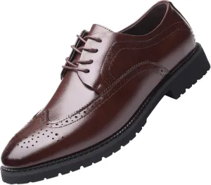 Men's Smart Pointed-Toe Dress Shoes Lace-up Formal Business Wedding Brogues