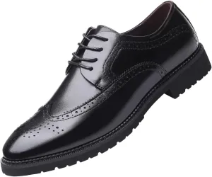 Men's Smart Pointed-Toe Dress Shoes Lace-up Formal Business Wedding Brogues