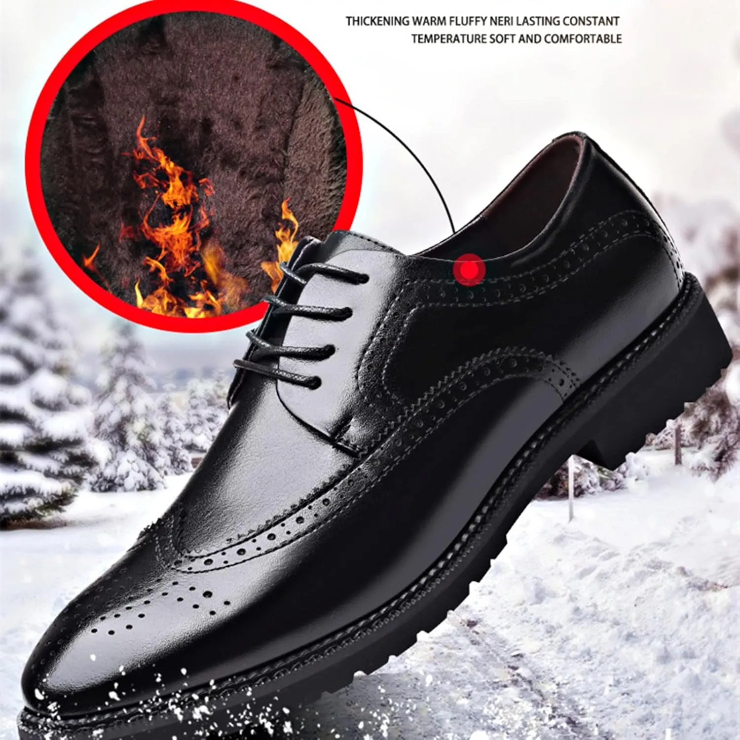 Men's Smart Pointed-Toe Dress Shoes Lace-up Formal Business Wedding Brogues