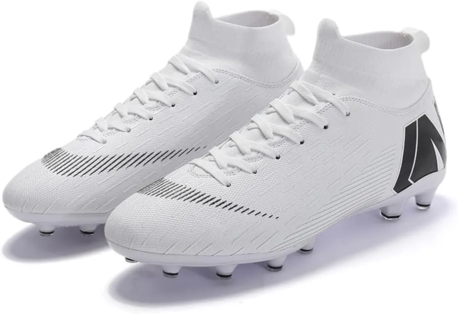 Men's Soccer Shoes Football Cleats with Lace-Up High Top Lightweight Indoor TF Turf Cleats Sneaker