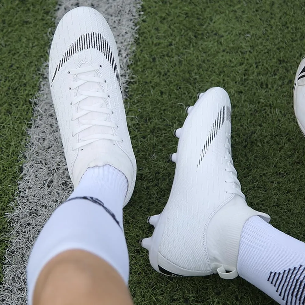 Men's Soccer Shoes Football Cleats with Lace-Up High Top Lightweight Indoor TF Turf Cleats Sneaker