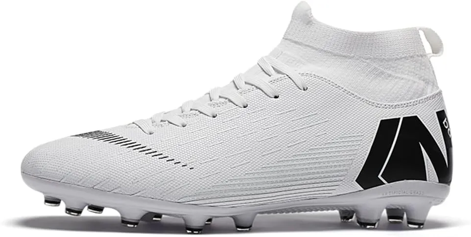 Men's Soccer Shoes Football Cleats with Lace-Up High Top Lightweight Indoor TF Turf Cleats Sneaker