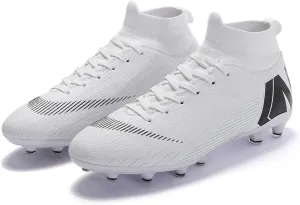 Men's Soccer Shoes Football Cleats with Lace-Up High Top Lightweight Indoor TF Turf Cleats Sneaker