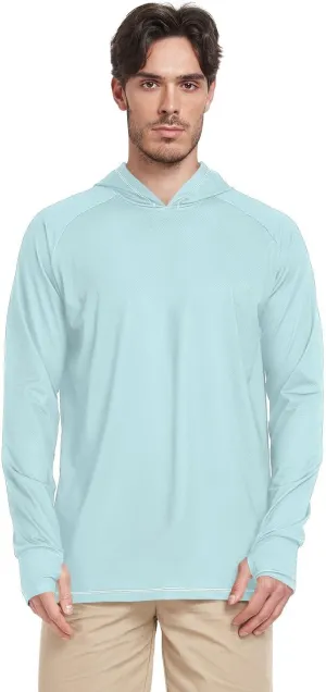 Men's Sun Shirt Hoodie Long Sleeve UPF 50   Mens Sun Shirts Quick-Dry Rash Guard Men Clothing Hood Shirts
