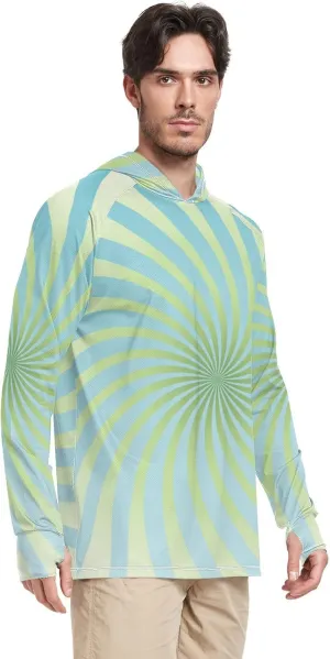 Men's Sun Shirt Hoodie Long Sleeve UPF 50   Mens Sun Shirts Rash Guard Men Beach Hoodies Twirl Swirl