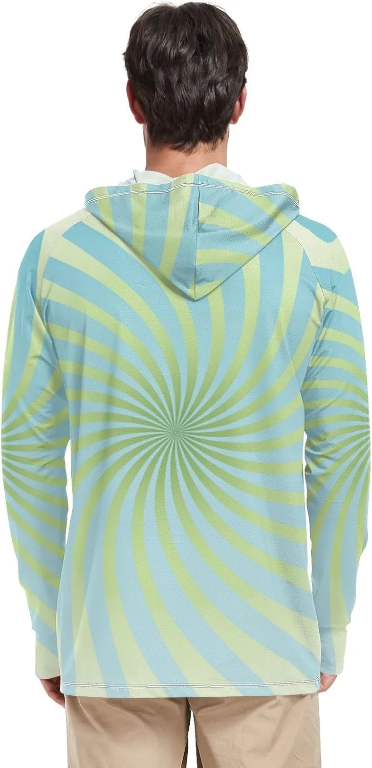 Men's Sun Shirt Hoodie Long Sleeve UPF 50   Mens Sun Shirts Rash Guard Men Beach Hoodies Twirl Swirl