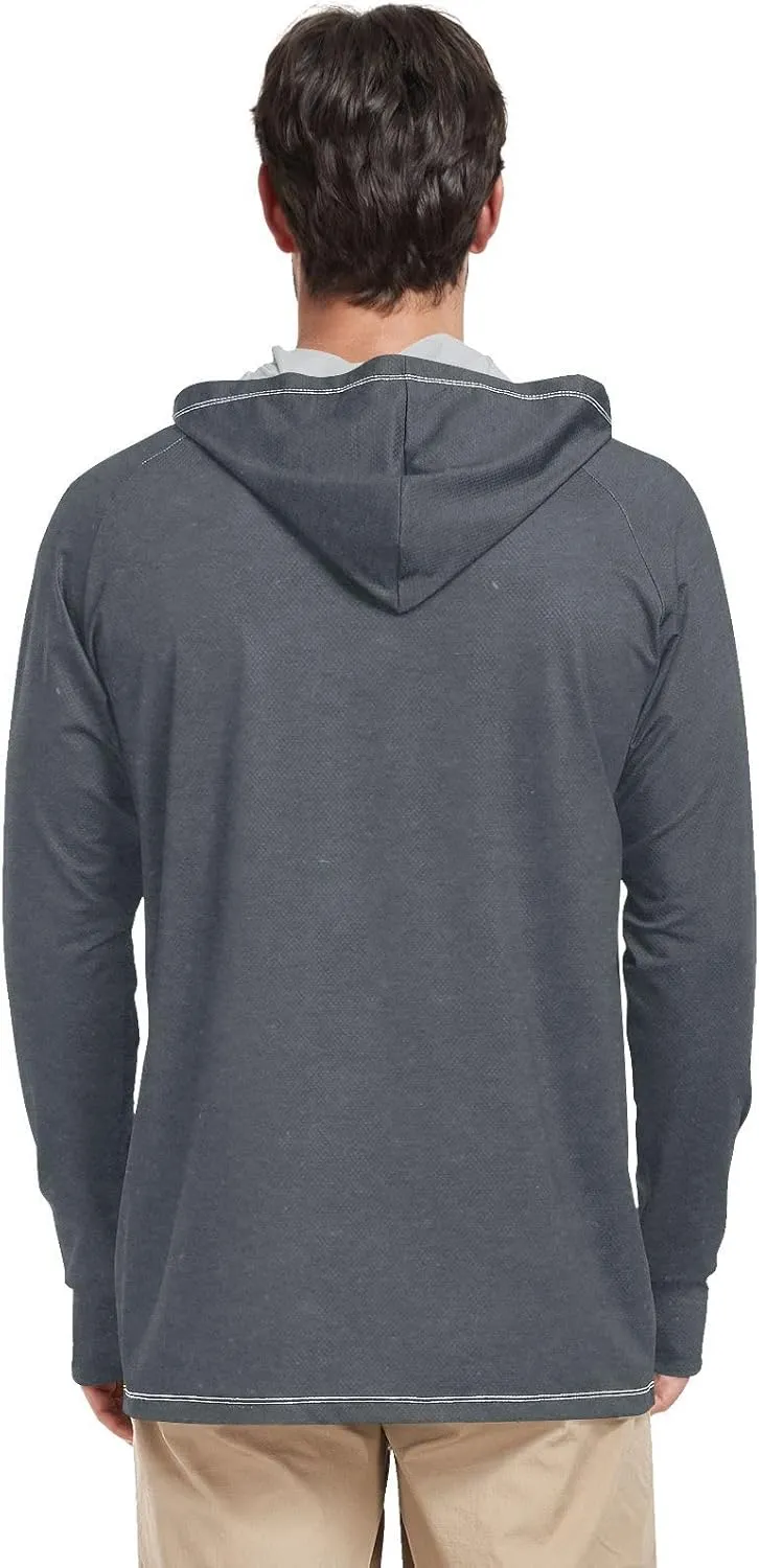 Mens Sun Shirts Protection Long Sleeve UPF 50 Mens Sun Shirt Quick Dry UV Rash Guard Hooded Active Wear